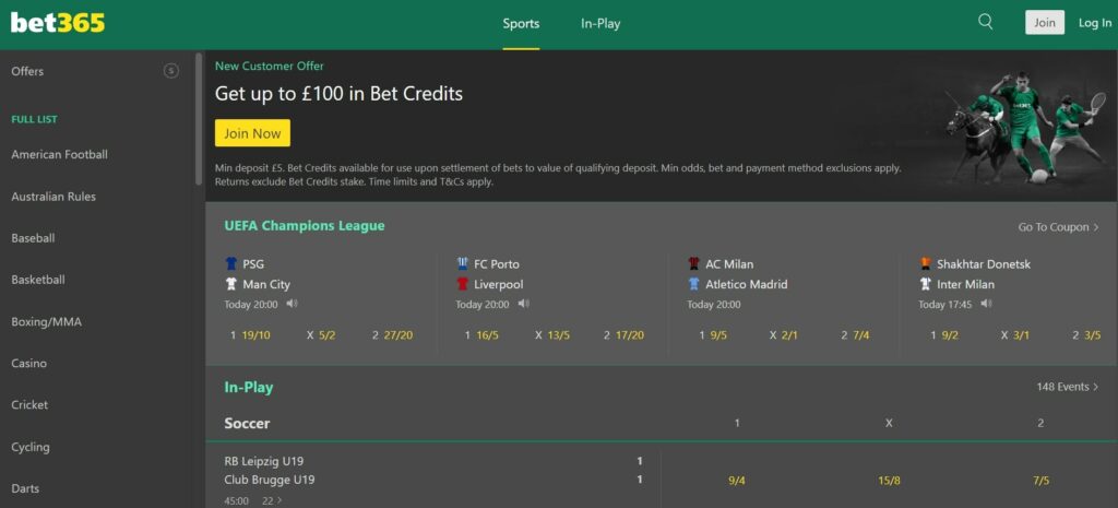 Betting at bet365